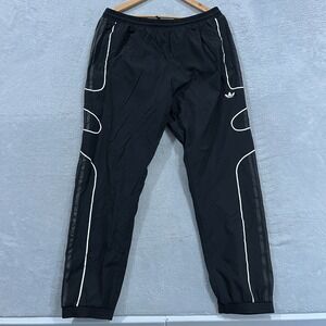 Vintage Adidas Originals Track Pants Mens XL Black Y2K Nylon Retro Grunge